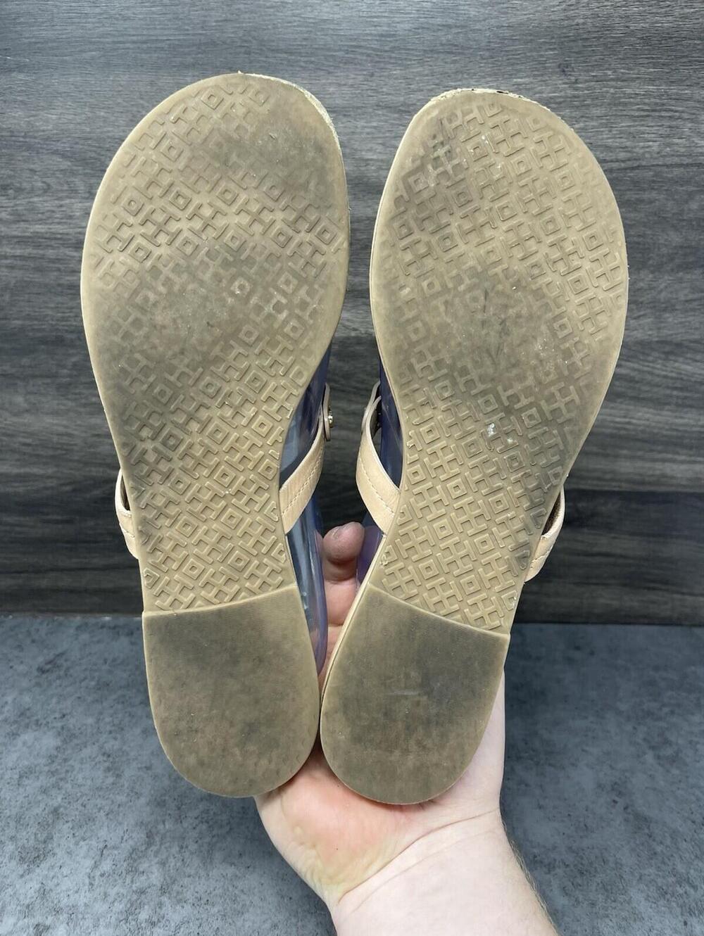Tory Burch Miller Sandals Womens Size 10 Brown Leather Logo Thong Flip Flop - Picture 7 of 9